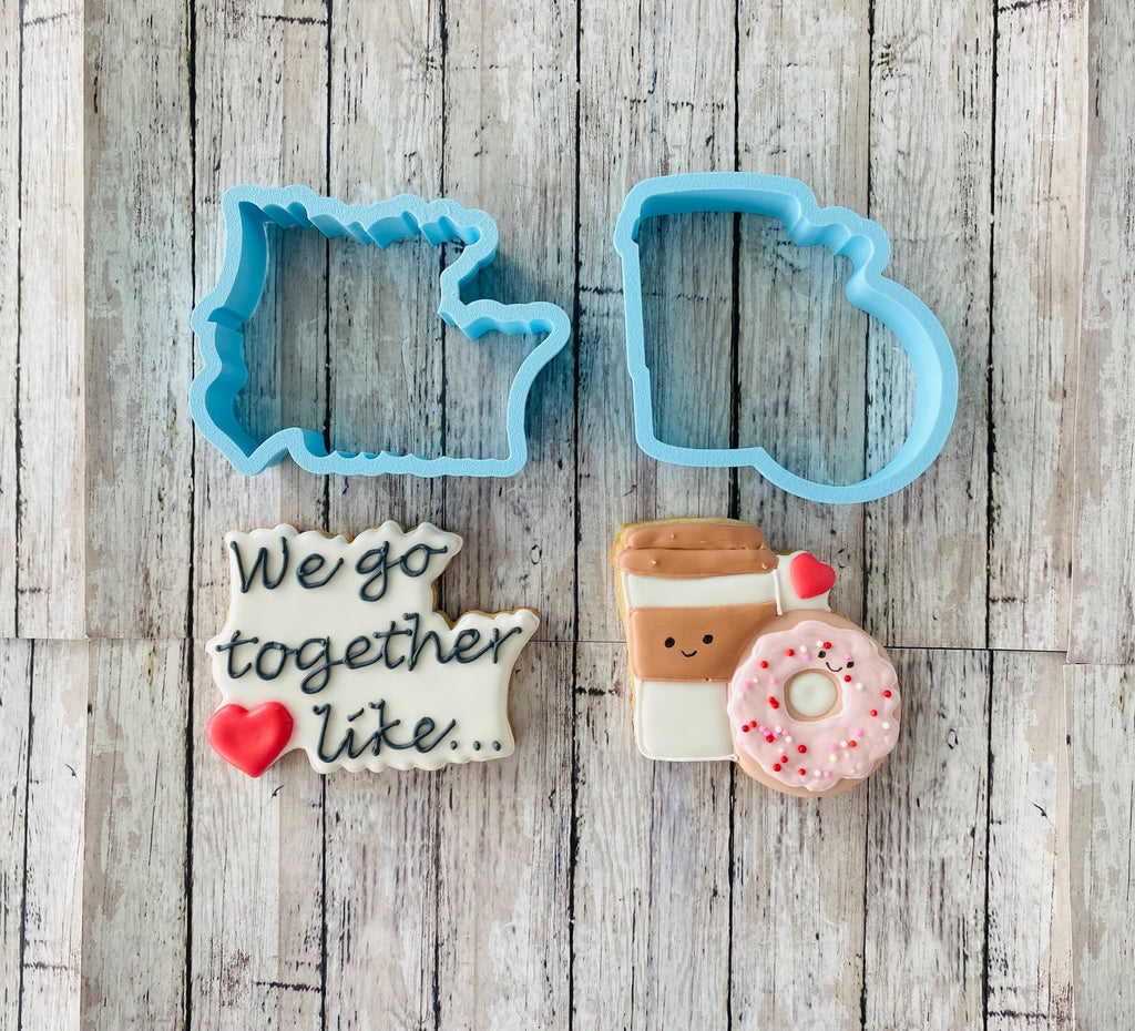 Coffee and Donut Cutters, we go together cutter, valentines cutter