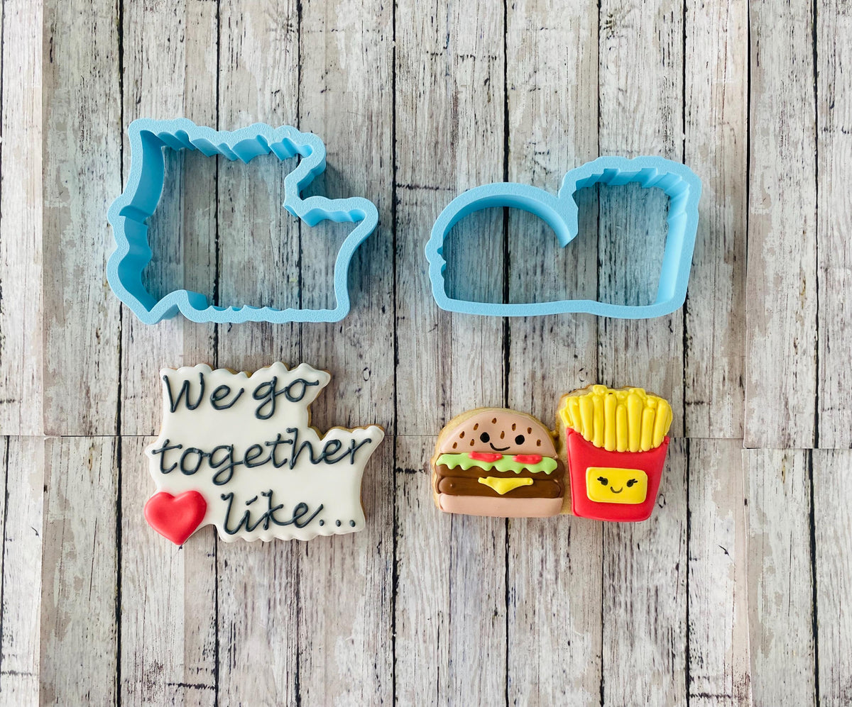 Burger and Fries Cutters, we go together cutter, valentines cutter