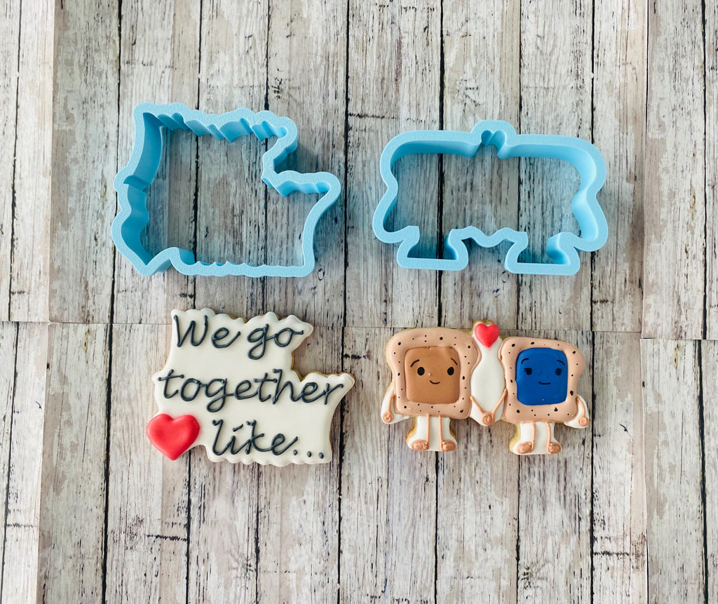 Peanut Butter and Jelly Cutters, we go together cutter, valentines cutter