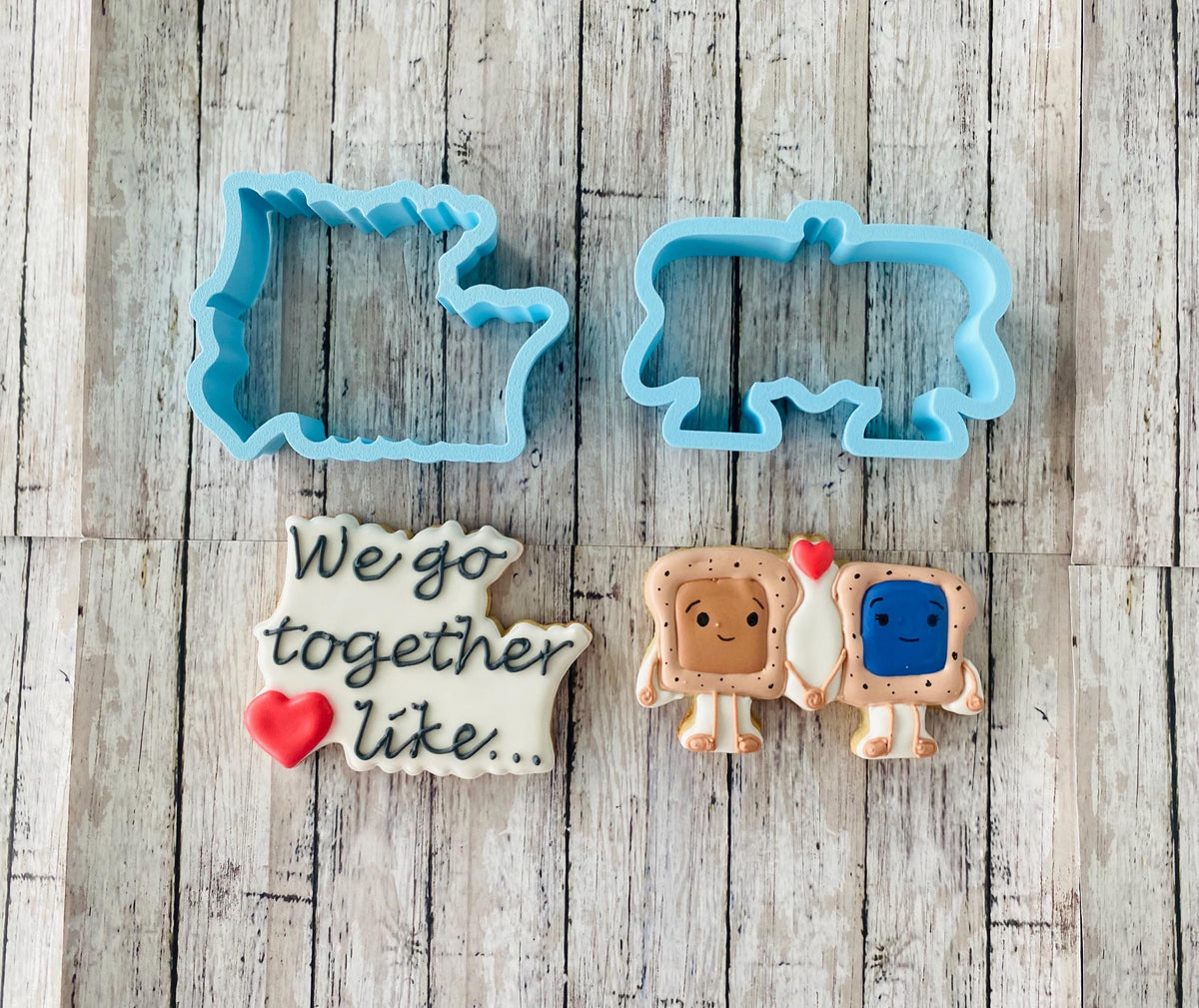 Peanut Butter and Jelly Cutters, we go together cutter, valentines cutter