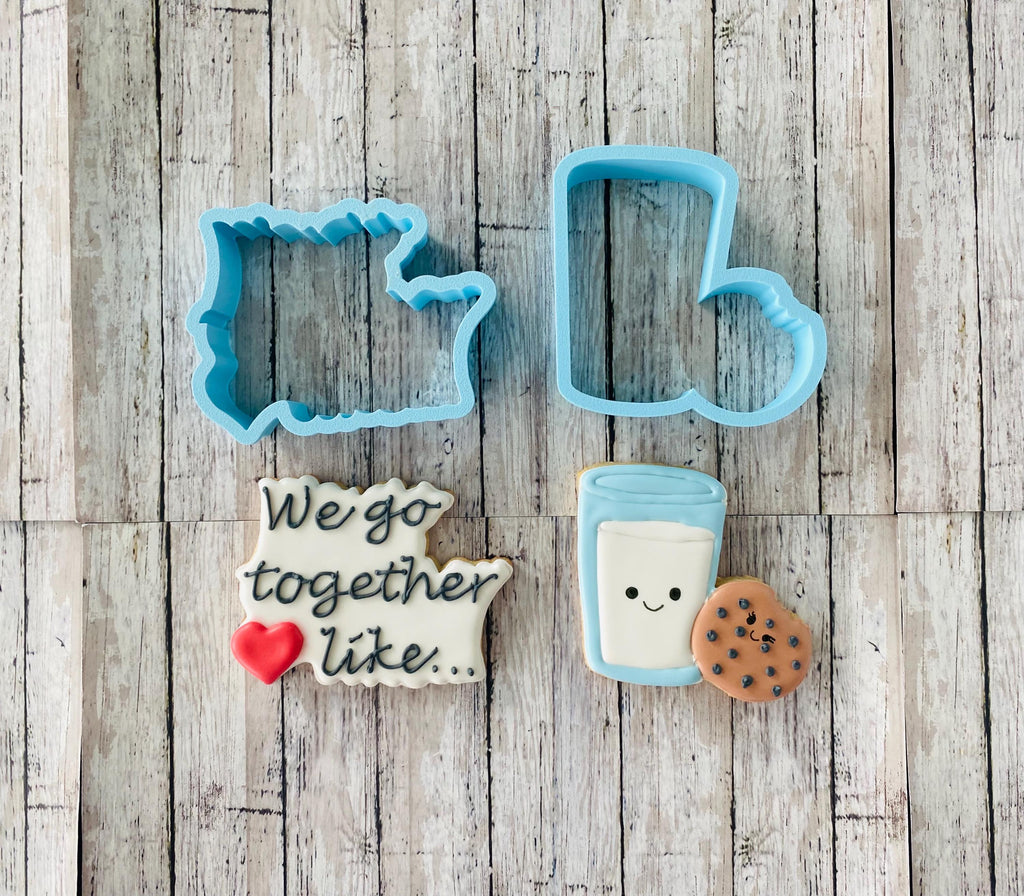 Cookies and Milk Cutters, we go together cutter, valentines cutter