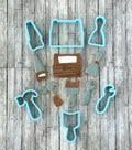 Toll Box Cookie Cutter Set, hammer cutter, ratchet cutter,  paint brush cutter, saw cutter, scraper cutter, Father's Day cutter
