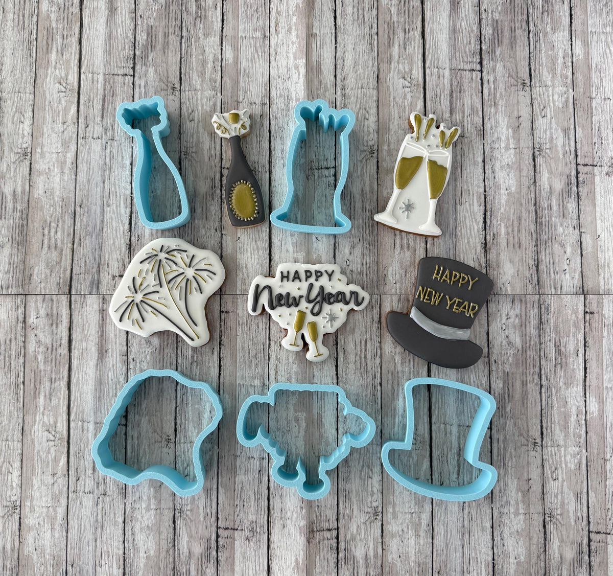 New Years Cookie Cutter Set, party cutter, champagne cutter, firework cutter, hat cutter