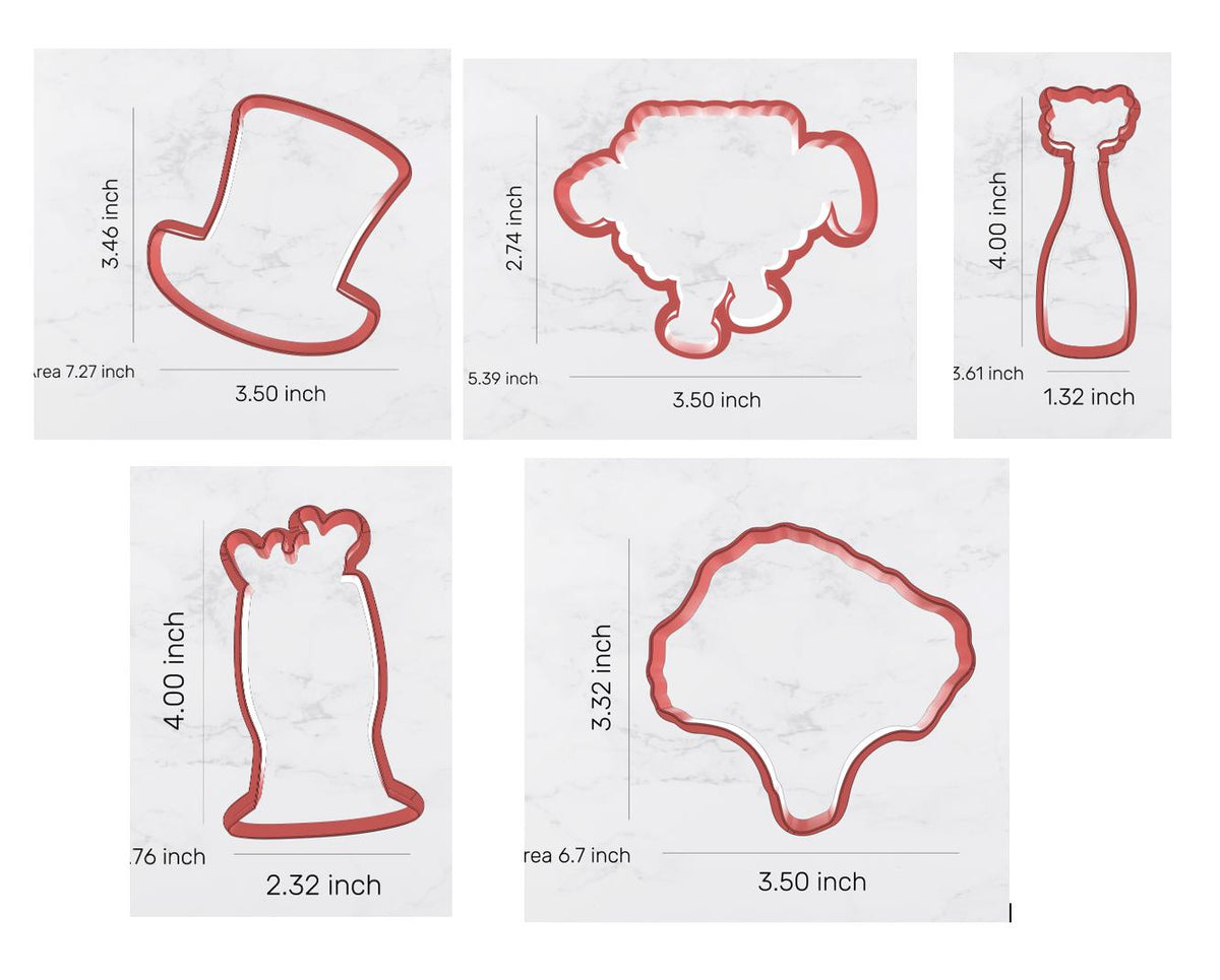 New Years Cookie Cutter Set, party cutter, champagne cutter, firework cutter, hat cutter
