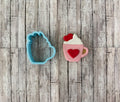 Heart Coffee Mug 2 Cookie Cutter, valentines cutter, coffee cutter, holiday cutter