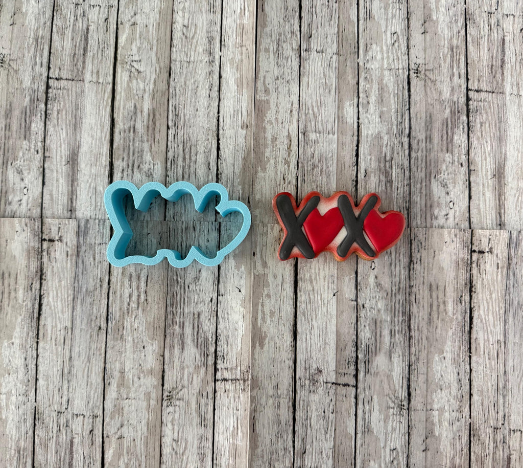 X and Heart Cookie Cutter, valentines cutter, hugs and kisses cutter, letters cutter, holiday cutter