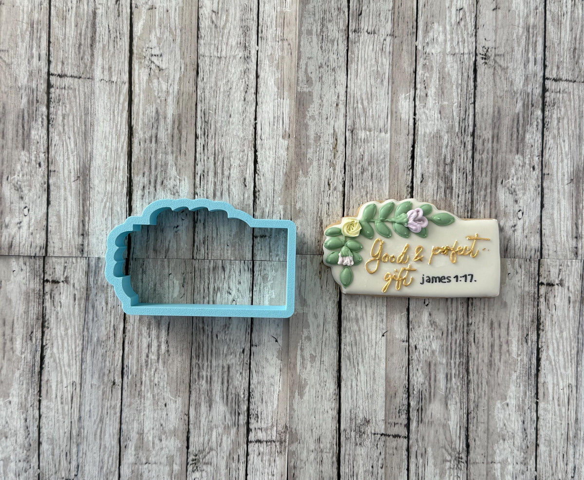 Greenery Rectangle Plaque Cookie Cutter, frame cutter, wedding cutter, floral cutter