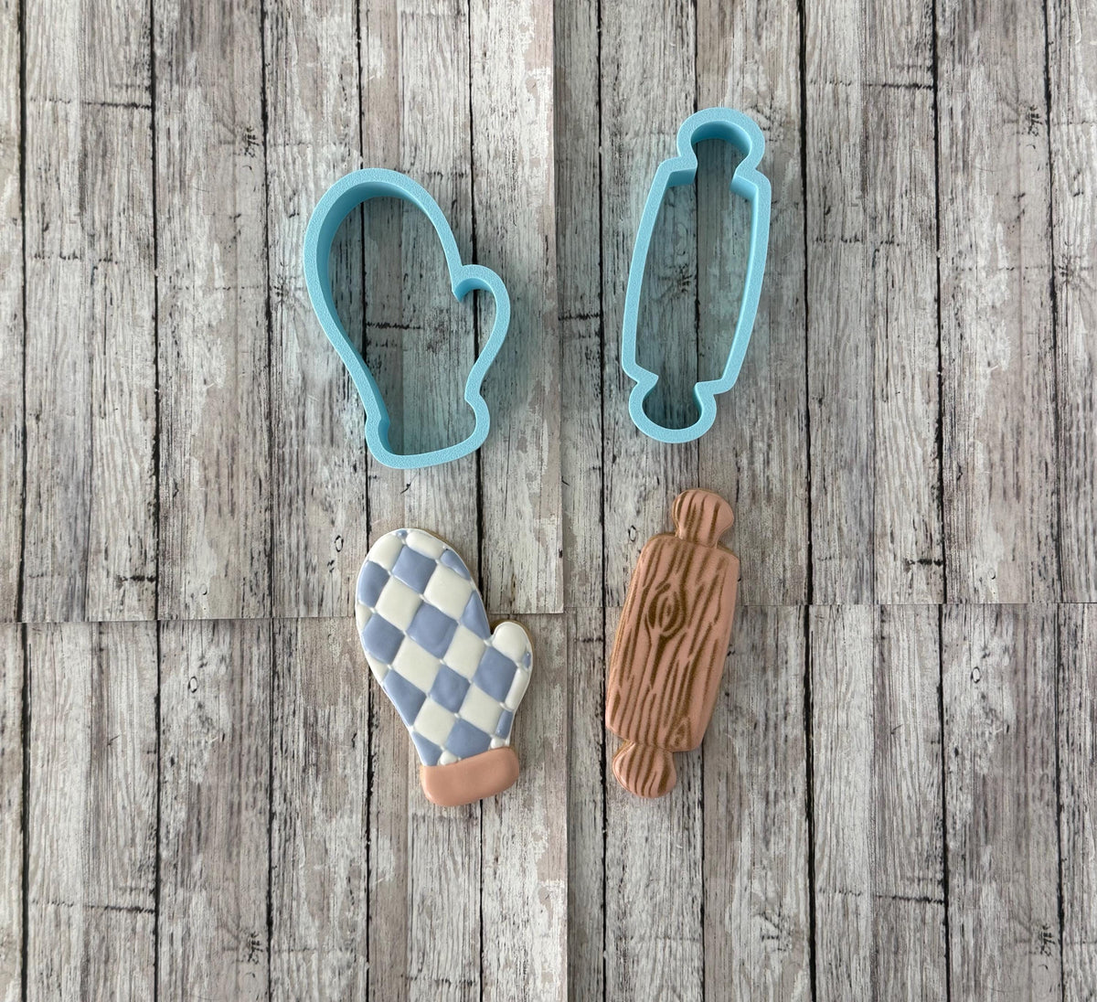 Oven Mit & Rolling Pin Cookie Cutter Set, mit cutter, rolling pin cutter, baking cutter,